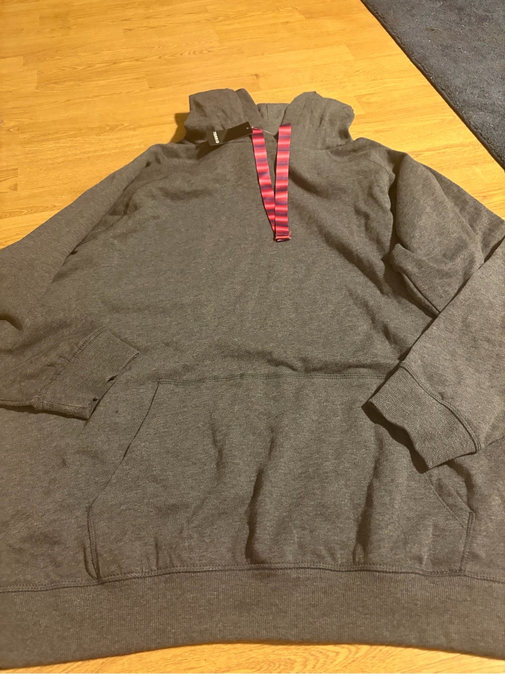 NWT torrid Charcoal Gray Hoodie with Pink-Red Striped Drawstring- 4XL